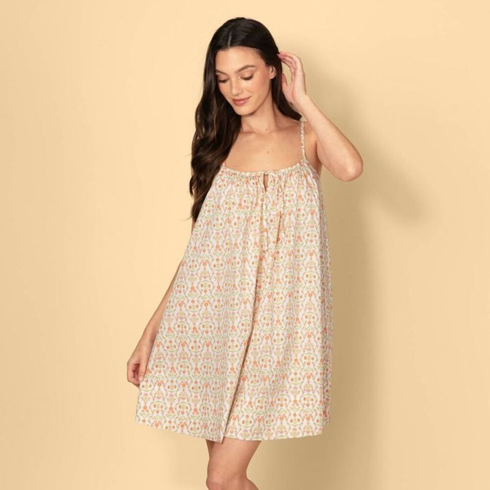 Solid & Striped Women's Tie-Front Poplin A-Line Mini Dress - Cream Floral L